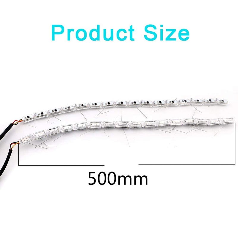 GrandviewTM 2pcs Flexible Car Led Strip, Crystal DRL Led Lights Daytime Running Light Flowing Turn Signal Light Headlight White/Amber Fog Lamp 12V - Image 5